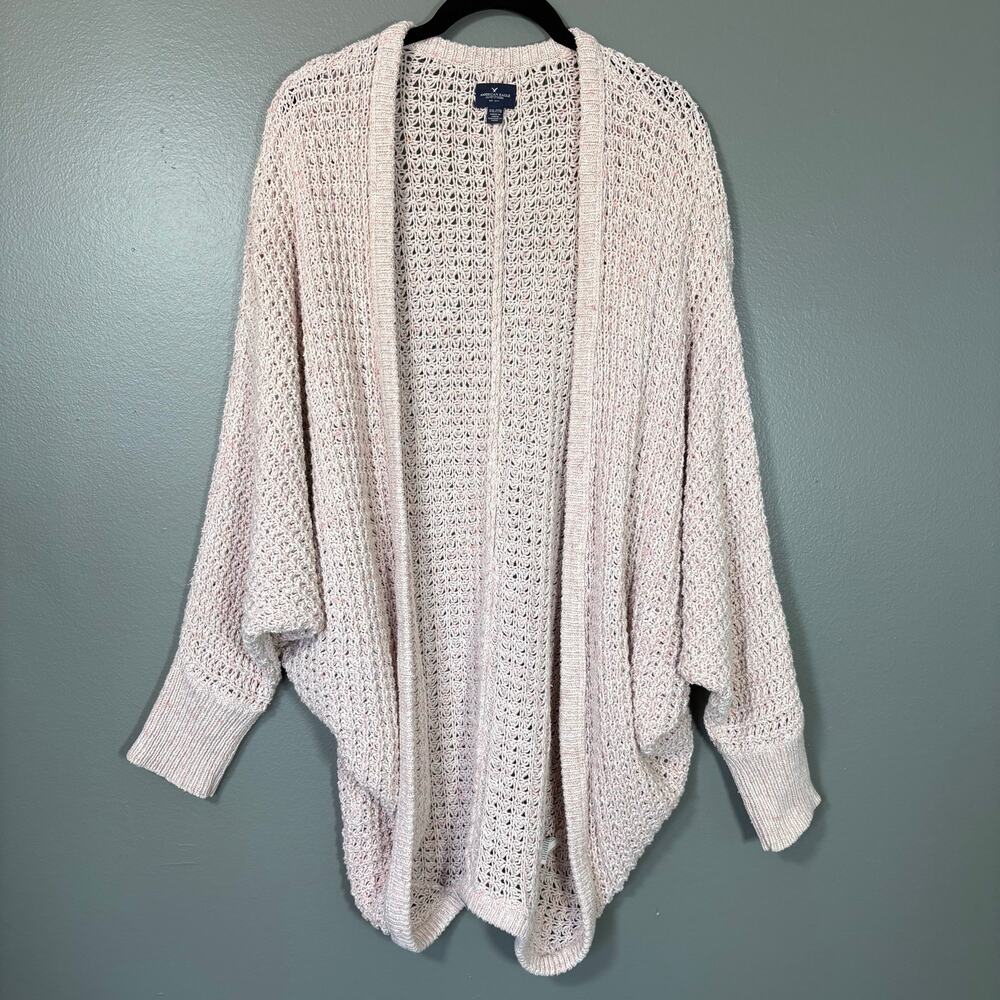 American Eagle Pale Pink Oversized Dolman Open Knit Cardigan - Size XXL - Chunky